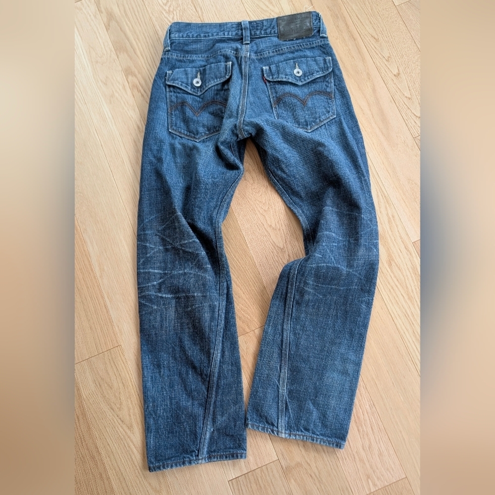 Y2K 29x30 Levi's 514 Slim Straight Denim Blue Double Flap Pockets Mens Jeans